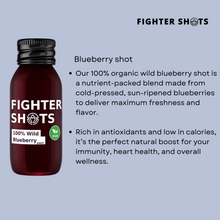 Load image into Gallery viewer, Fighter Shots Wild Blueberry 1 or 12x 60ml | 100% Natural Cold-Pressed Wild Blueberry Shot